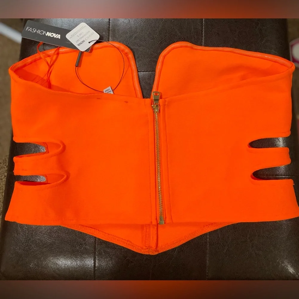 FASHION NOVA Good Time Bandage Short Set Orange XL - Picture 5 of 9